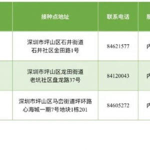 深圳坪山区新冠疫苗预约接种安排（8月12日）