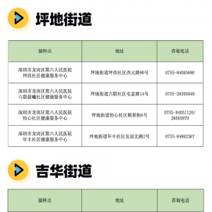 龙岗区有哪些社康可以接种新冠疫苗