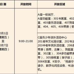 2021年深圳光明区文化馆国庆假期开放安排