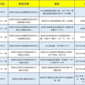 2021年深圳龙岗区校外培训机构白名单