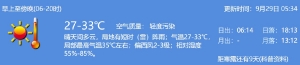 2021年9月29日深圳天气晴天间多云局地有短时阵雨