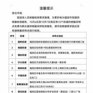 2021深圳福田区国庆返深免费核酸检测点地址