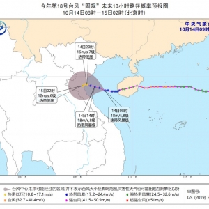 2021年10月14日台风圆规实时路径+风力级别+最新消息