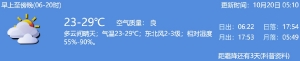 2021年10月20日深圳天气多云间晴天气温23-29℃