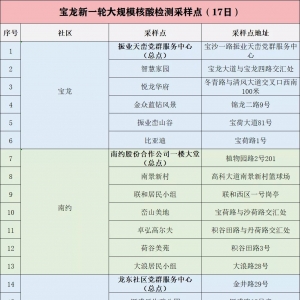 深圳龙岗区宝龙街道免费核酸检测点(1月17日)