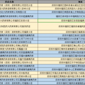 深圳福田区定点销售感冒退热类药品药店名单