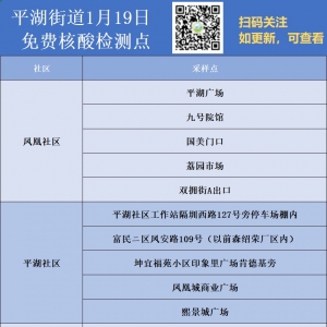 深圳龙岗区平湖街道1月19日大规模核酸检测点