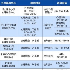 2022深圳坪山区中小学学生心理关爱服务热线安排