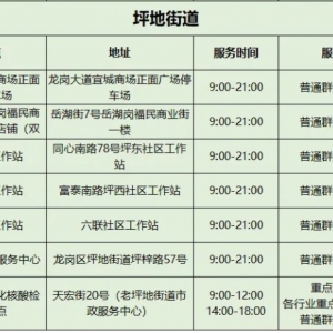 深圳龙岗区坪地街道核酸采样点（2月8日）