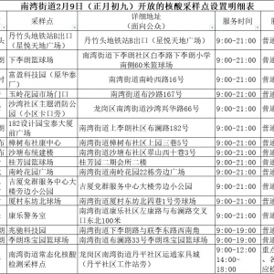 深圳龙岗区南湾街道2月9日核酸采样点位