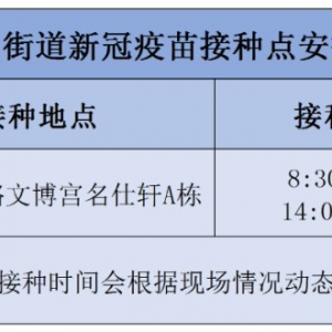 深圳龙岗区布吉街道新冠疫苗恢复接种