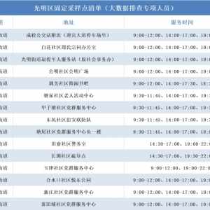 2月11日深圳光明区免费核酸检测点