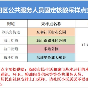 盐田区居民测核酸全部由社区安排上门采样