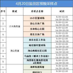 盐田区4月20日核酸采样点